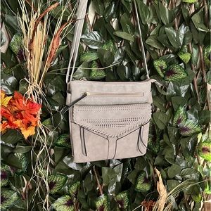 NEW light grey all leather crossbody purse.